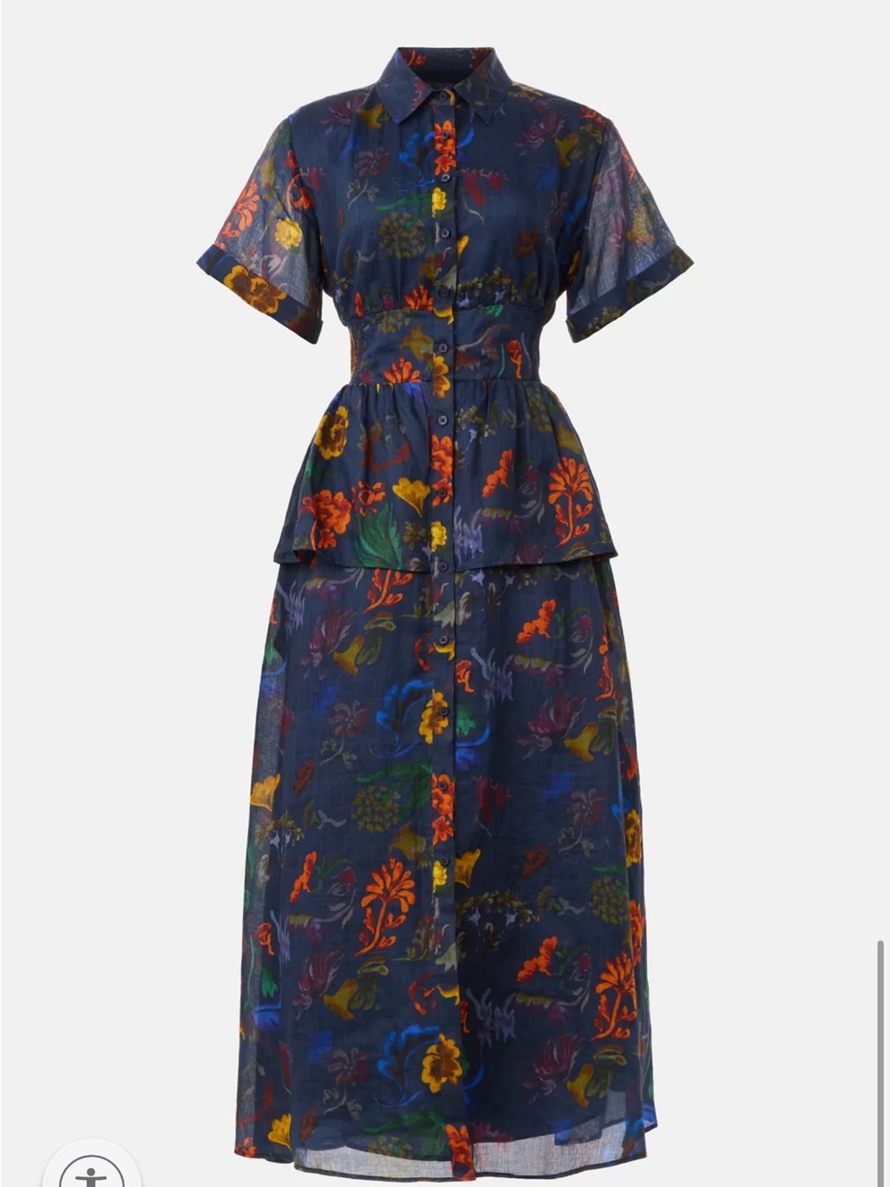 Rosie Assoulin Navy Floral Tiered Maxi Dress - Picture 5 of 5